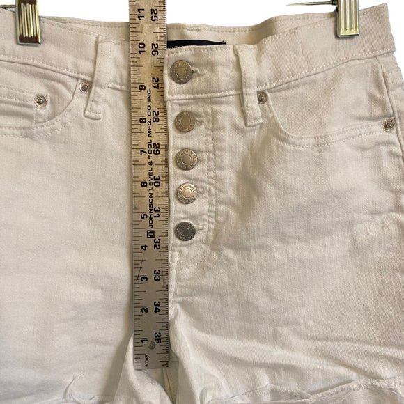 CALVIN KLEIN WHITE HIGH RISE BUTTON FLY RAW ROLLED CUFF DENIM SHORTS SZ 26 - Picture 10 of 11